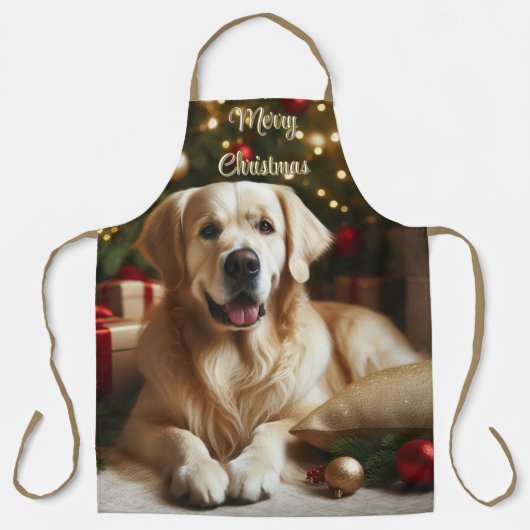 Kersthond Goud Retriever  Schort (Voorkant)