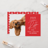 Kersthond grappig jaar met review kaart (Voorkant / Achterkant in situ)