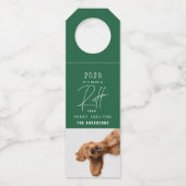 Kersthond Grappig Ruff Jaar In review Kaart Flessenhanger (Voorkant)