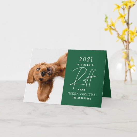 Kersthond grappige blaf jaaroverzicht kaart (Gele Bloem)