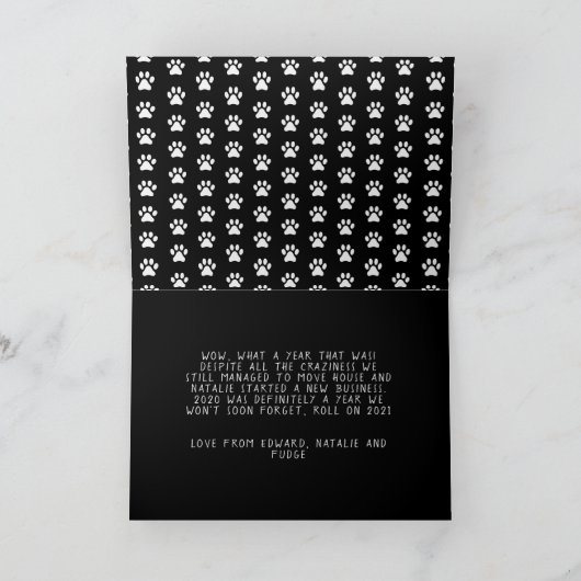 Kersthond grappige ruwe jaaroverzicht kaart (Binnen)