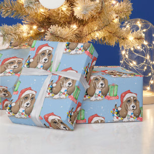 Kersthond hond in Snowflakes Cadeaupapier