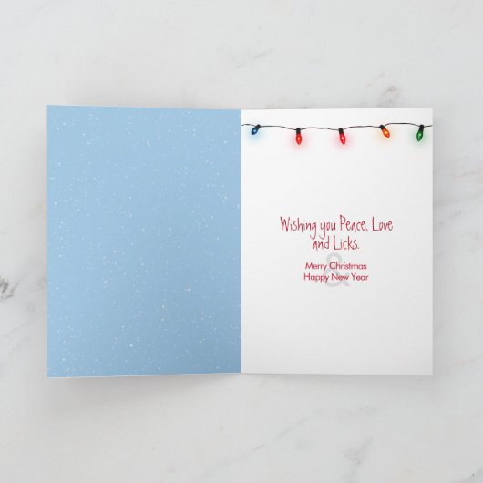 Kersthond hond in Snowflakes Kaart (Binnen)