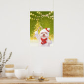 Kersthond in Santa Hat Poster (Keuken)