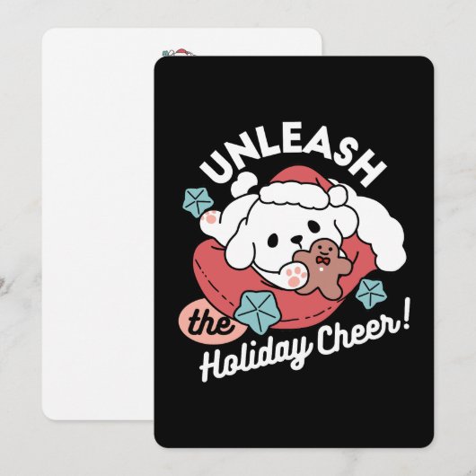 Kersthond in Santa Hat - Vakantie Cheer voor huisd Bedankkaart (Voorkant / Achterkant)