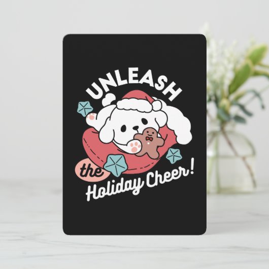 Kersthond in Santa Hat - Vakantie Cheer voor huisd Bedankkaart (Staand voorkant)