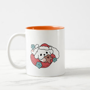 Kersthond in Santa Hat - Vakantie Cheer voor huisd Tweekleurige Koffiemok