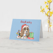 kersthond in Tangled-lampjes Kaart (Gele Bloem)