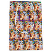 Kersthond in verwarde lichten medium cadeauzakje (Voorkant)