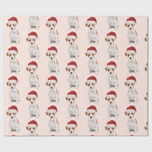 Kersthond Jack Russell Santa Hat Cadeaupapier (Vlak)