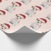 Kersthond Jack Russell Santa Hat Cadeaupapier (Hoek)