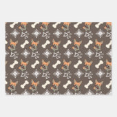 Kersthond Kandy Cane Snowflake Pattern Inpakpapier Vel (Voorkant 3)