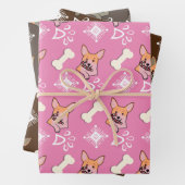 Kersthond Kandy Cane Snowflake Pattern Inpakpapier Vel (In situ)