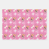 Kersthond Kandy Cane Snowflake Pattern Inpakpapier Vel (Voorkant)