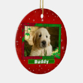 Kersthond Kat Foto: Cute Red Keramisch Ornament (Rechts)