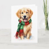 Kersthond, Kerstgouden Retriever, BLANK Feestdagen Kaart (Voorkant)