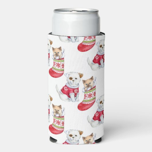 Kersthond & Kerstkat Seltzer Blikjeskoeler (Seltzer Voorkant)