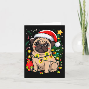 Kersthond Kerstman Pug Puppy X-mas Kaart