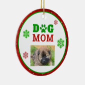 Kersthond Mam Pauw Print Snowflake Foto Keramisch Ornament (Rechts)