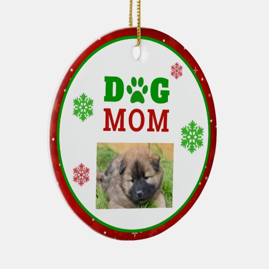 Kersthond Mam Pauw Print Snowflake Foto Keramisch Ornament (Rechts)