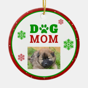 Kersthond Mam Pauw Print Snowflake Foto Keramisch Ornament