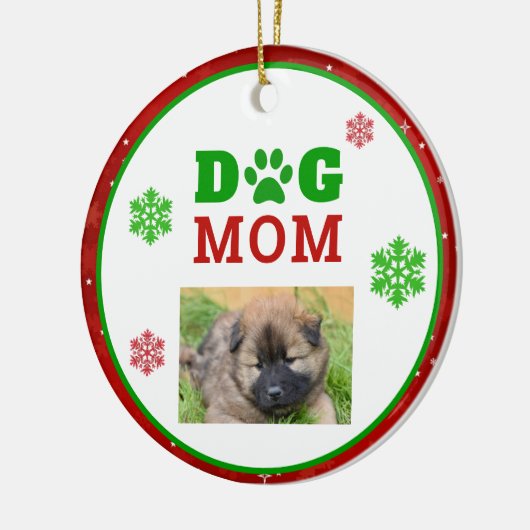 Kersthond Mam Pauw Print Snowflake Foto Keramisch Ornament (Links)