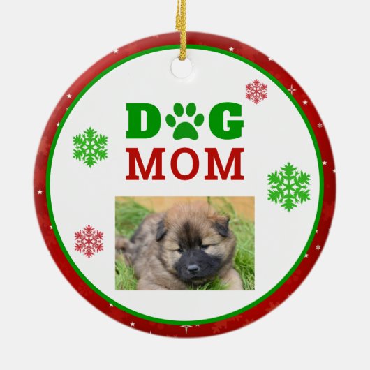 Kersthond Mam Pauw Print Snowflake Foto Keramisch Ornament (Achterkant)