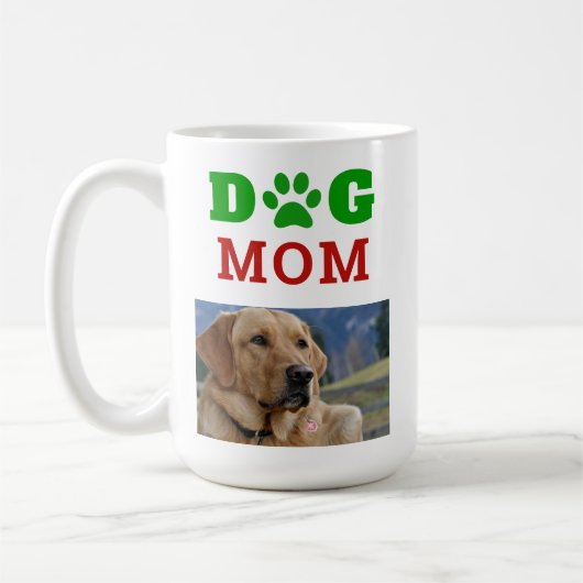 Kersthond Mam Pauw Print Snowflake Foto Koffiemok (Links)