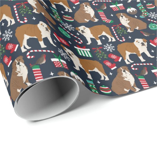 Kersthond met bulldog cadeaupapier (Rol Hoek)