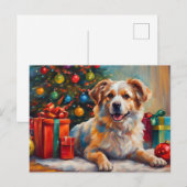 Kersthond met Cadeaus Feestdagenkaart (Voorkant / Achterkant)