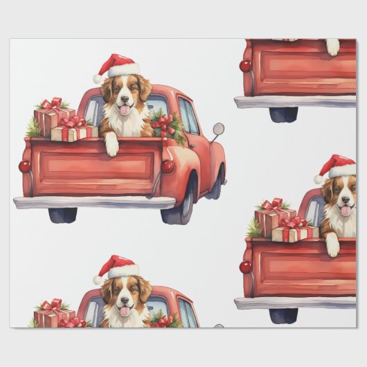 Kersthond met cadeaus inpakpapier (Vlak)