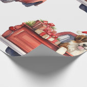 Kersthond met cadeaus inpakpapier (Hoek)