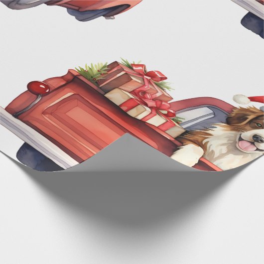 Kersthond met cadeaus inpakpapier (Hoek)