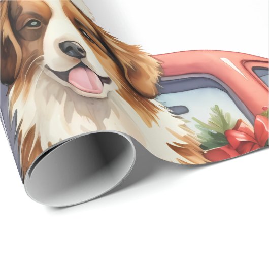 Kersthond met cadeaus inpakpapier (Rol Hoek)