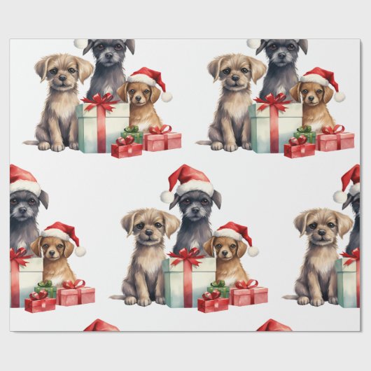 Kersthond met cadeaus inpakpapier (Vlak)