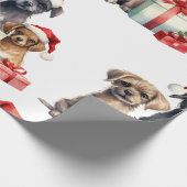 Kersthond met cadeaus inpakpapier (Hoek)