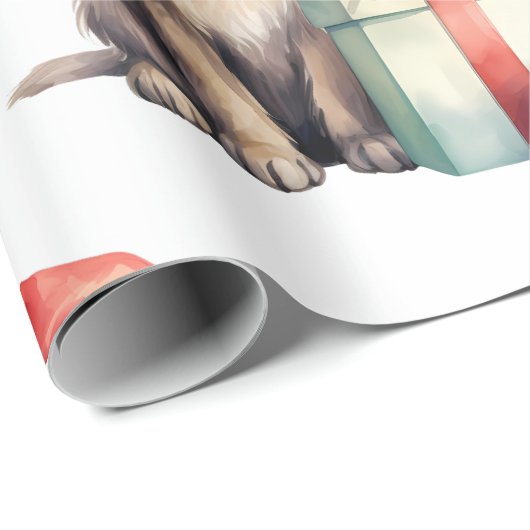 Kersthond met cadeaus inpakpapier (Rol Hoek)
