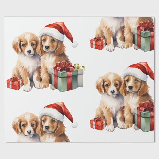 Kersthond met cadeaus inpakpapier (Vlak)