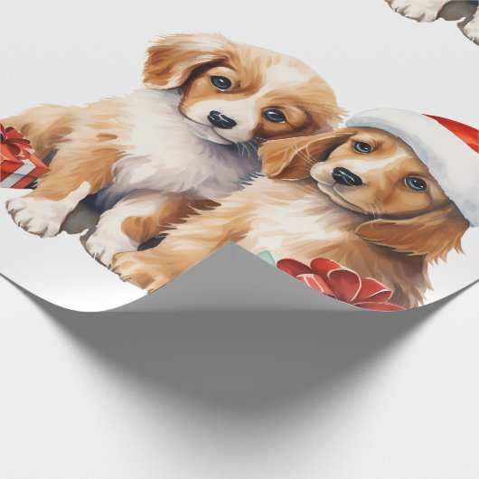 Kersthond met cadeaus inpakpapier (Hoek)