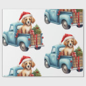 Kersthond met cadeaus inpakpapier (Vlak)