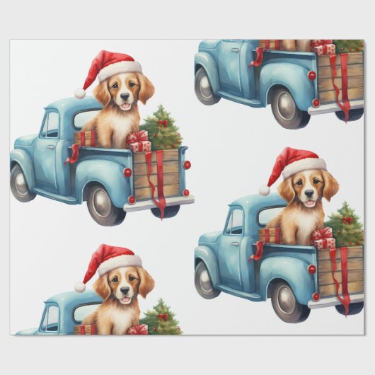 Kersthond met cadeaus inpakpapier (Vlak)