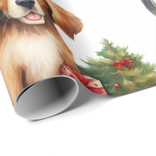 Kersthond met cadeaus inpakpapier (Rol Hoek)