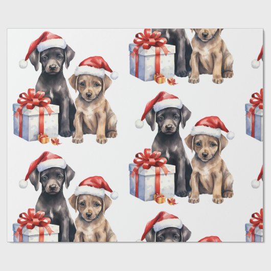 Kersthond met cadeaus inpakpapier (Vlak)