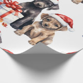 Kersthond met cadeaus inpakpapier (Hoek)