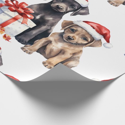 Kersthond met cadeaus inpakpapier (Hoek)
