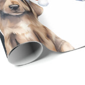 Kersthond met cadeaus inpakpapier (Rol Hoek)