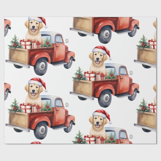 Kersthond met cadeaus inpakpapier (Vlak)