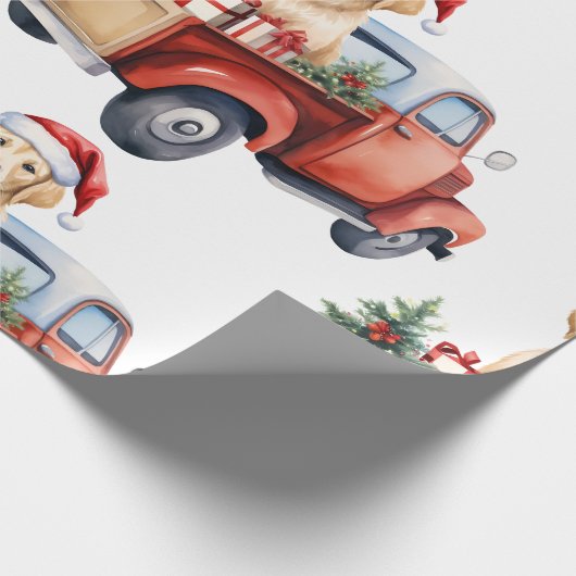 Kersthond met cadeaus inpakpapier (Hoek)