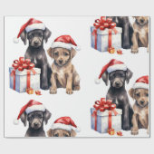 Kersthond met cadeaus inpakpapier (Vlak)