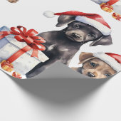 Kersthond met cadeaus inpakpapier (Hoek)